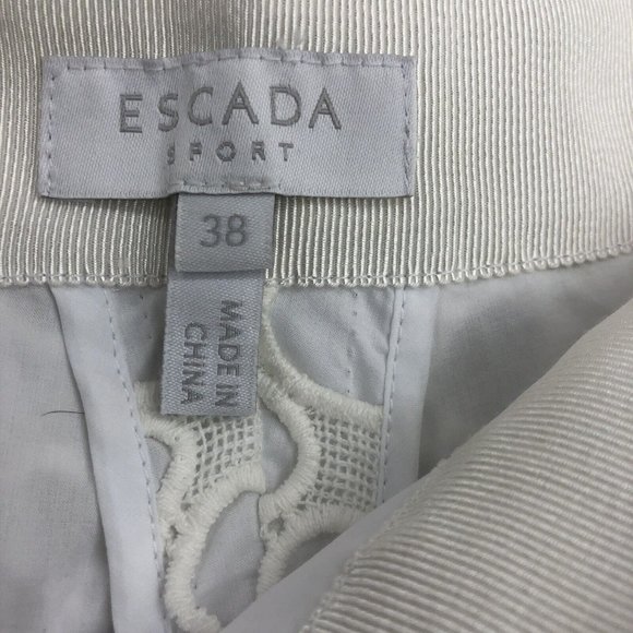 Escada White Shorts Eyelet Lace High Waisted L - Picture 2 of 8